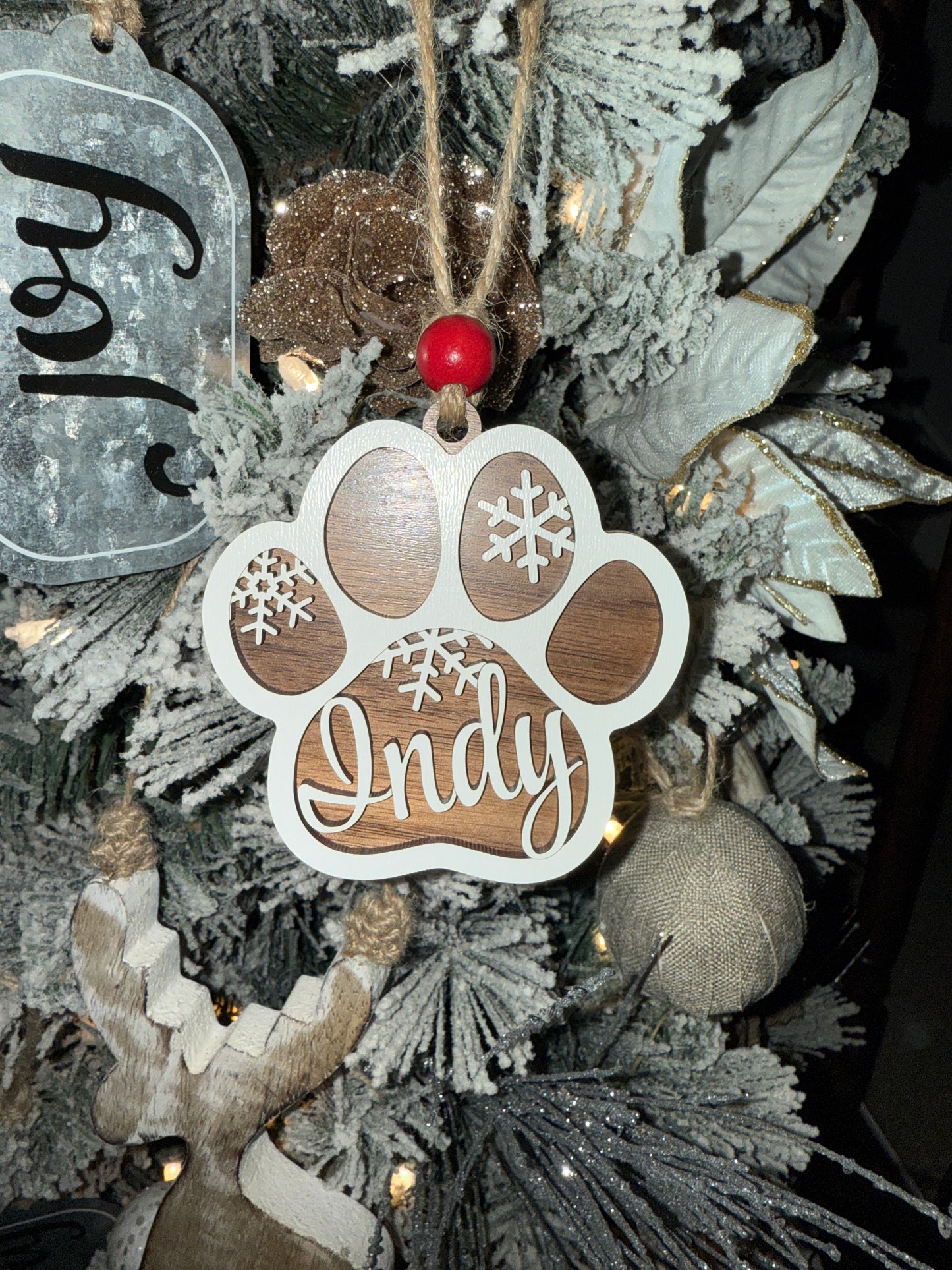 Paw Print Ornament W/ Name